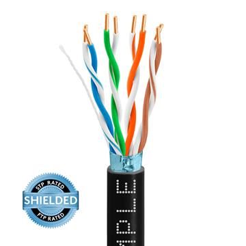 STP/FTP CAT5e 1000ft Bare Copper LAN Cable 24AWG Bulk Network Wire, Black	