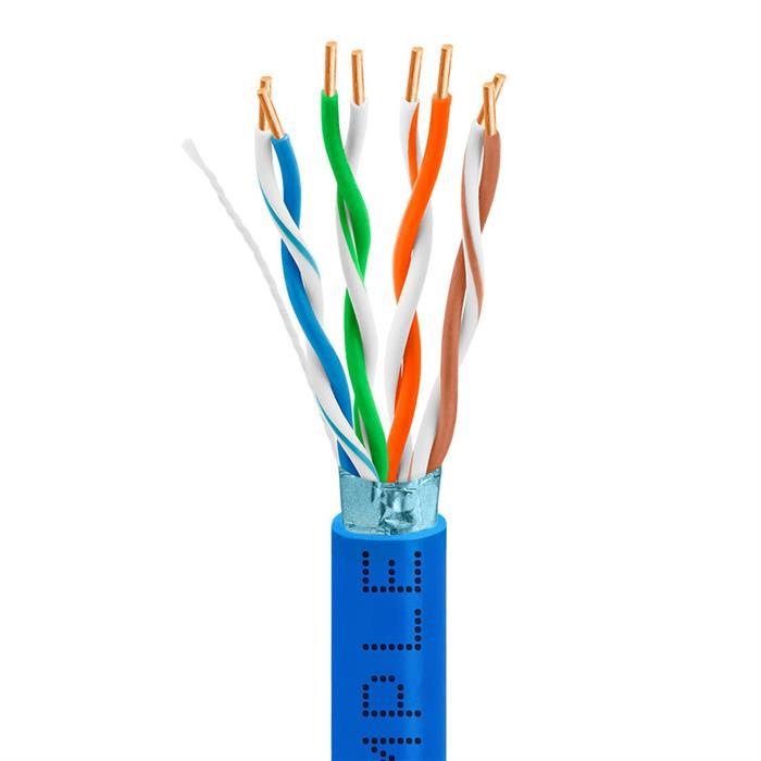 Shielded Cat5e Bulk Ethernet Cable Bare Copper 350MHz 1000 Feet Blue