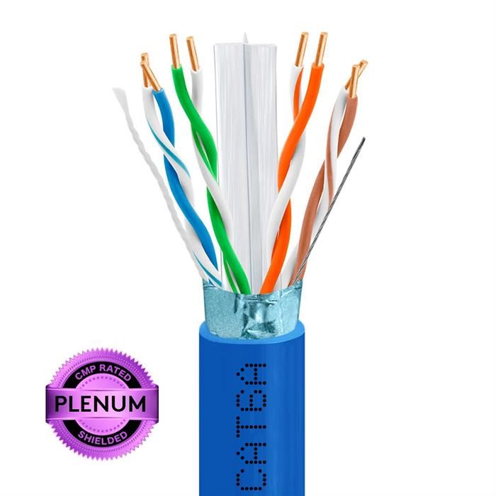 Cat 6A Plenum Ethernet Cable 1000ft Blue | Shielded | CMP, FTP, ETL | Bare Copper
