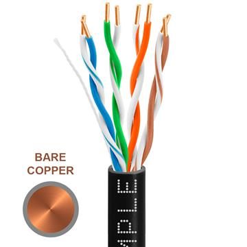 CAT5e 1000 Feet Bare Copper UTP Ethernet Cable 24AWG Bulk Network Wire, Black