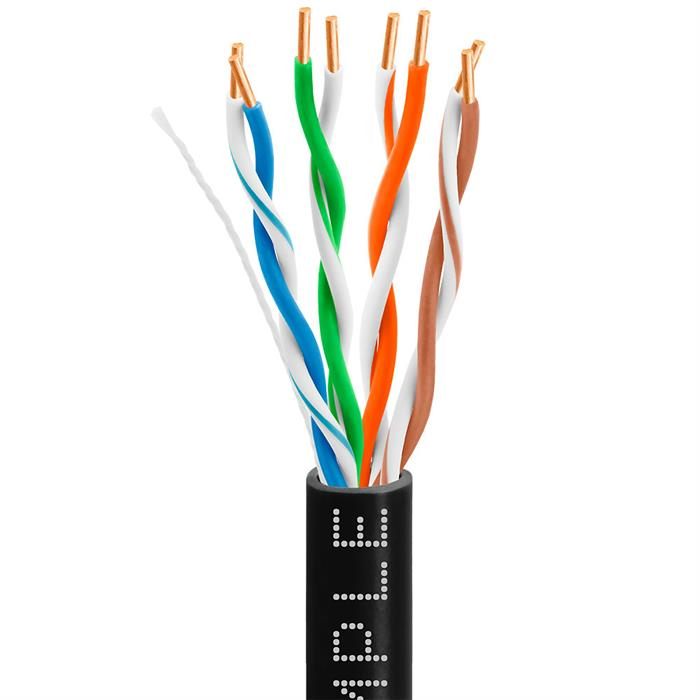Cat5e Bulk In-Wall Cable 24AWG Bare Copper 350MHz 1000 Feet Black