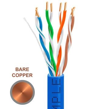 CAT5e 1000 Feet Bare Copper UTP Ethernet Cable 24AWG Bulk Network Wire, Blue