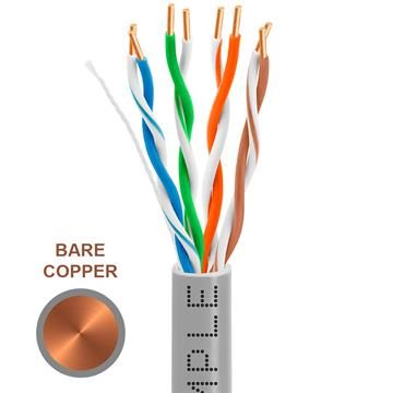 CAT5e 1000 Feet Bare Copper UTP Ethernet Cable 24AWG Bulk Network Wire, Gray
