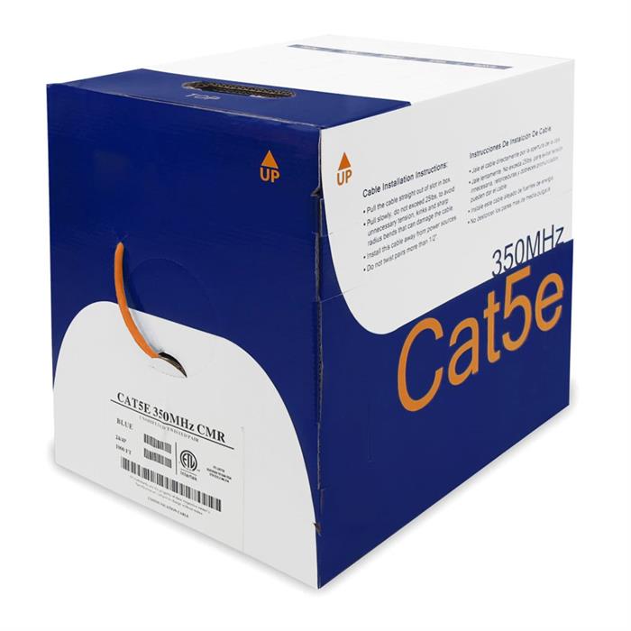 Bare Copper UTP CMR Cat5e Orange Cable 1000ft Box