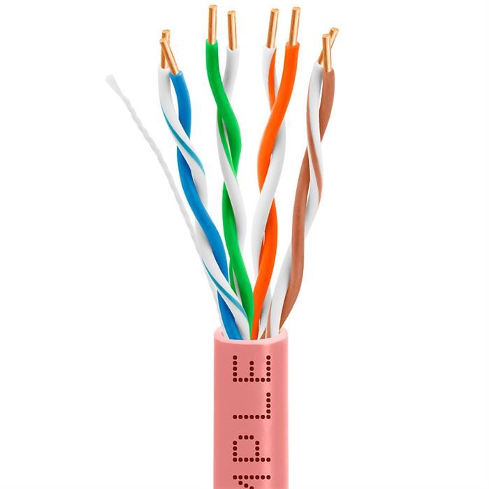 Cat5e Bulk In-Wall Cable 24AWG Bare Copper 350MHz 1000 Feet Pink