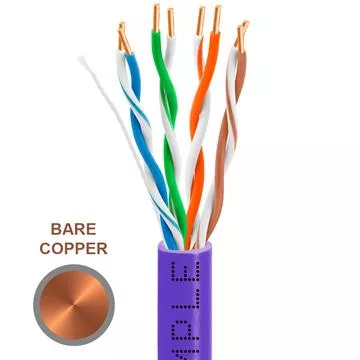 CAT5e 1000 Feet Bare Copper UTP Ethernet Cable 24AWG Bulk Network Wire, Purple