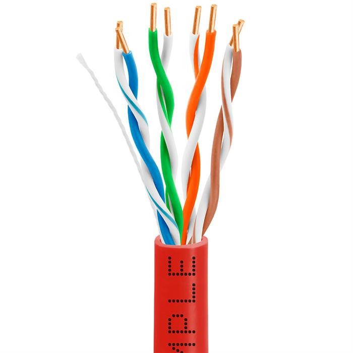 Cat5e Bulk In-Wall Cable 24AWG Bare Copper 350MHz 1000 Feet Red