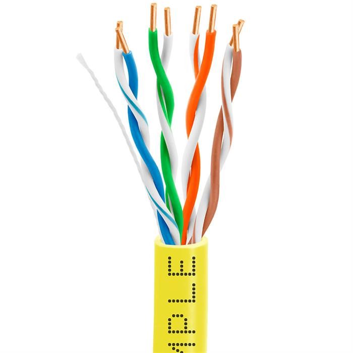 Cat5e Bulk In-Wall Cable 24AWG Bare Copper 350MHz 1000 Feet Yellow