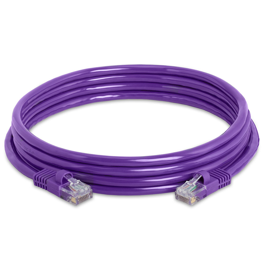 ACL 1 Feet Cat5e RJ45 Bootless Ethernet Patch Cable 4 Pack Purple