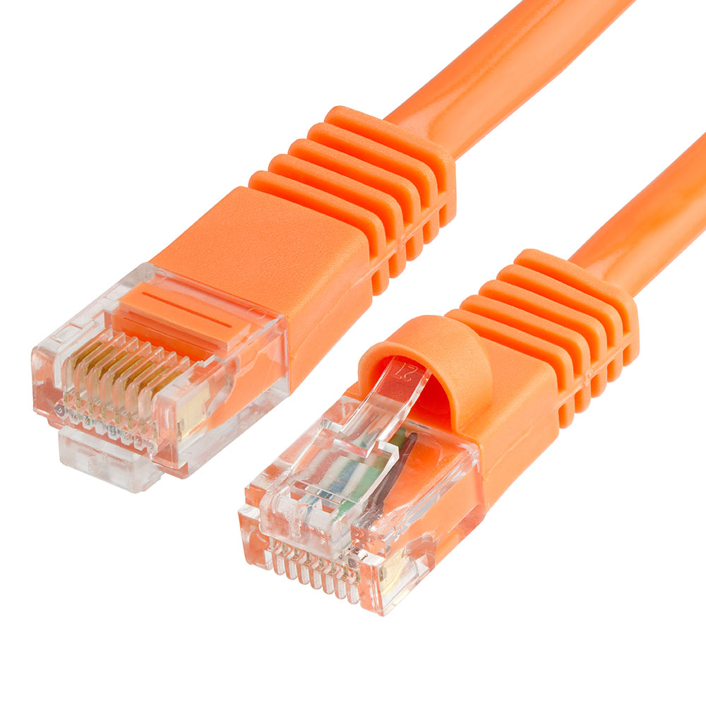 Orange CAT 5E RJ45 CCA LAN network cable cord 50 ft