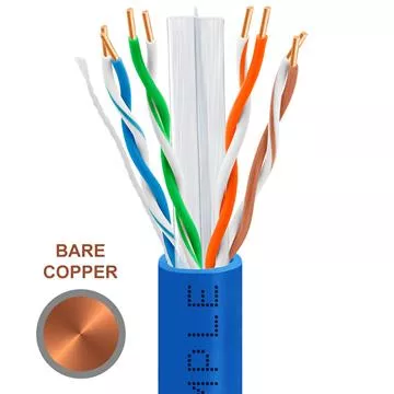 CAT6 1000 Feet Bare Copper UTP Ethernet Cable 23AWG Bulk Network Wire, Blue