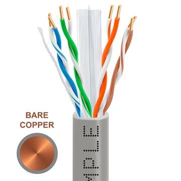 CAT6 1000 Feet Bare Copper UTP Ethernet Cable 23AWG Bulk Network Wire, Gray