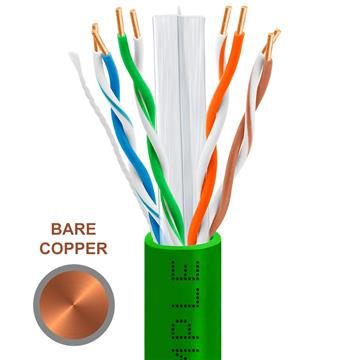 CAT6 1000 Feet Bare Copper UTP Ethernet Cable 23AWG Bulk Network Wire, Green