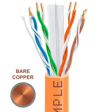 CAT6 1000 Feet Bare Copper UTP Ethernet Cable 23AWG Bulk Network Wire, Orange
