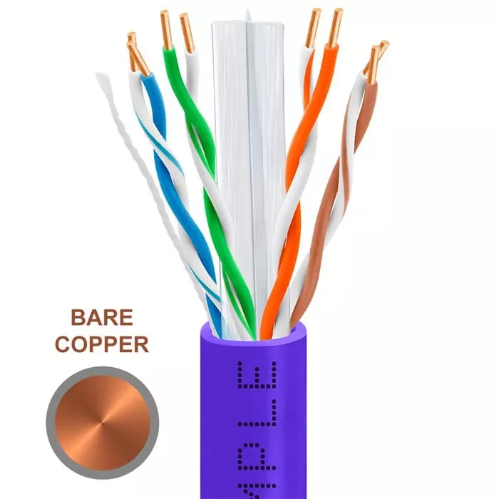 CAT6 1000 Feet Bare Copper UTP Ethernet Cable 23AWG Bulk Network Wire, Purple	