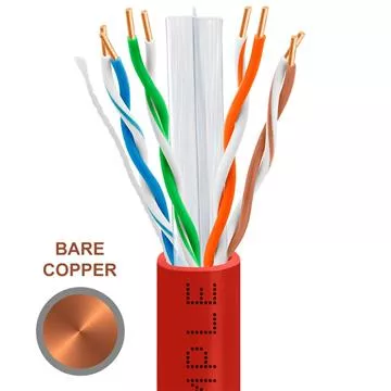 CAT6 1000 Feet Bare Copper UTP Ethernet Cable 23AWG Bulk Network Wire, Red	