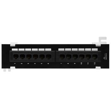 Cmple - 12 Port Cat 6 Network Patch Panel Compact Vertical Wall Mount Category 6 Bracket Surface 110 Type (568A/B Compatible)