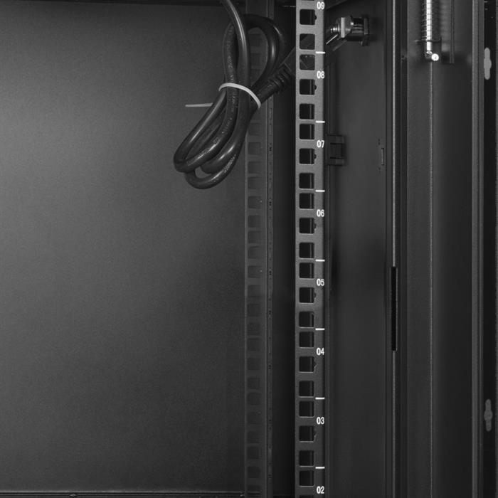 Cmple – 15U Server Rack Cabinet with Casters, Wall Mount/Floor Standing, Cooling Fan, Lockable Doors, 22" Deep for Network Data Computer Equipment, Unassembled, Steel – Black