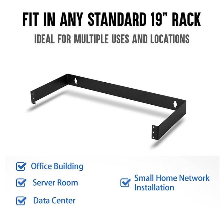 Cmple - 1U Patch Panel Bracket 4-inch Deep Hinged Patch Panel Wall Mount Rack for 19" Network Server Panels - Includes Mounting Screws