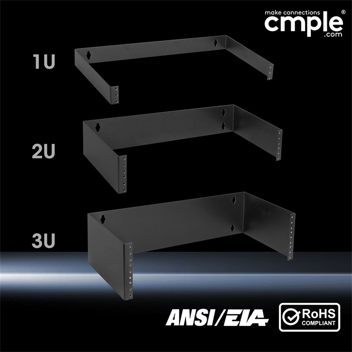 Cmple - 1U Patch Panel Bracket 4-inch Deep Hinged Patch Panel Wall Mount Rack for 19" Network Server Panels - Includes Mounting Screws