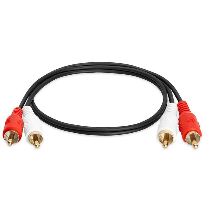 Cmple - 2 RCA to 2 RCA Cables 1.5ft, Male to Male RCA Cable Stereo Audio Speaker Cable RCA Red and White Cables Double RCA Subwoofer Cable for Car Stereo, Marine Audio, Audio Mixer, Amplifier - Black