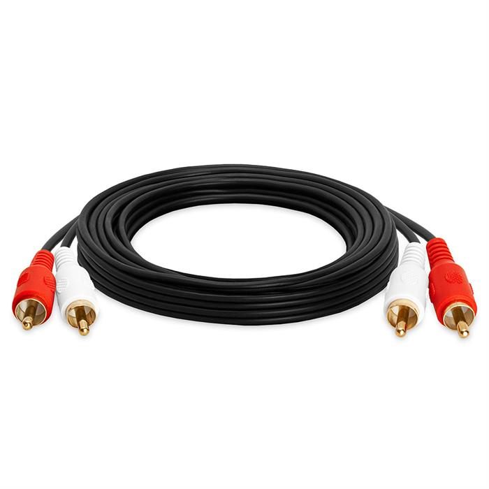 Cmple - 2 RCA to 2 RCA Cables 12ft, Male to Male RCA Cable Stereo Audio Speaker Cable RCA Red and White Cables Double RCA Subwoofer Cable for Car Stereo, Marine Audio, Audio Mixer, Amplifier - Black