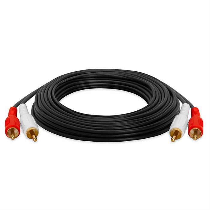 Cmple - 2 RCA to 2 RCA Cables 25ft, Male to Male RCA Cable Stereo Audio Speaker Cable RCA Red and White Cables Double RCA Subwoofer Cable for Car Stereo, Marine Audio, Audio Mixer, Amplifier - Black