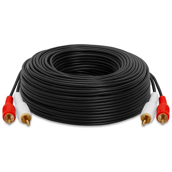 Cmple - 2 RCA to 2 RCA Cables 75ft, Male to Male RCA Cable Stereo Audio Speaker Cable RCA Red and White Cables Double RCA Subwoofer Cable for Car Stereo, Marine Audio, Audio Mixer, Amplifier - Black