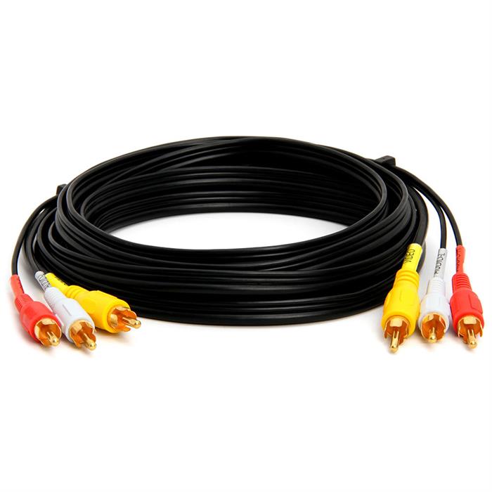 Cmple - 3-Male RCA to 3-Male RCA Composite Video Audio A/V AV Cable Gold Plated - 12 Feet