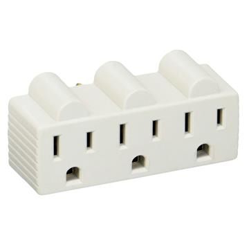 Cmple 3-Outlet Extender, Power Outlet Splitter, 3 Prong, Indoor Grounded Adapter - White