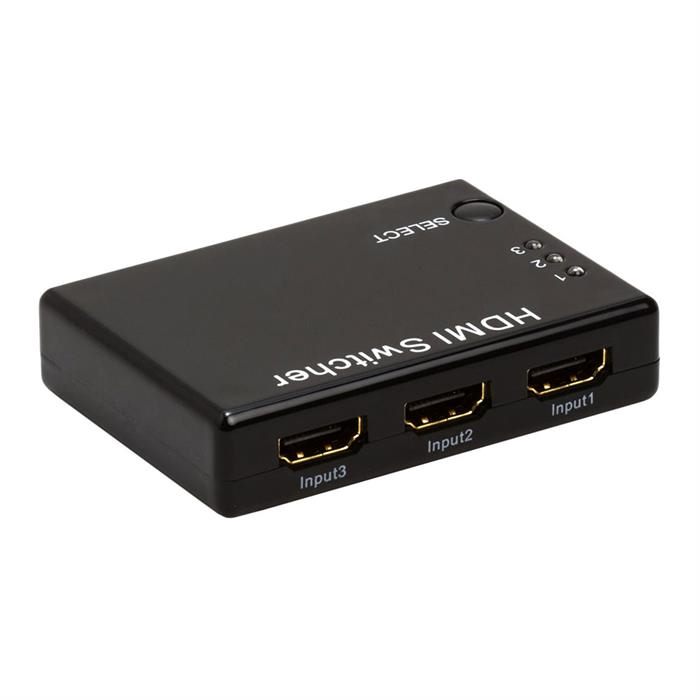 Cmple - 3 Port High Speed HDMI Switch 3-in-1 out (3x1), 3D, Full HD 4K @30Hz with Remote, IR Extender Receiver
