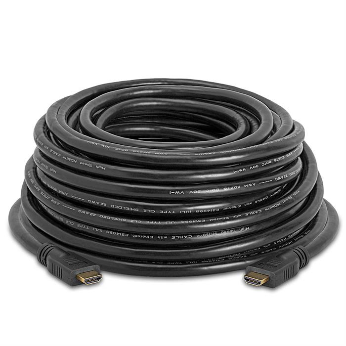 Cmple - 45 Feet High Speed In-Wall HDMI Cable with 3D HDR Ethernet, Audio Return Channel Support, Gold Plated Connectors - 45 FT Black