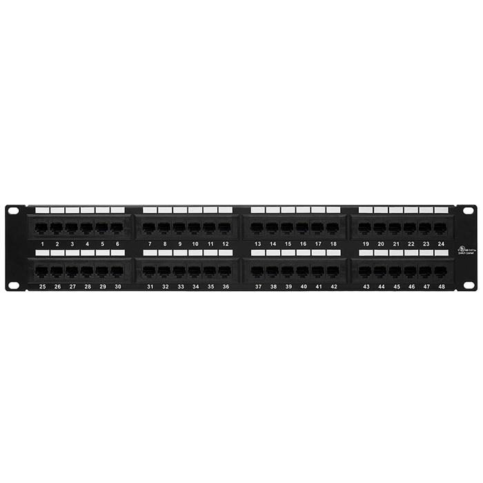 Cmple - 48 Port Cat5e Patch Panel 2U 19 inch Rack or Wall Mount 110 Type Compatible 568A/B Rackmount RJ45 Patch Panel