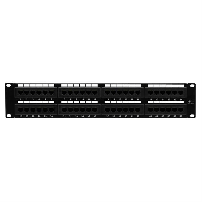 Cmple - 48 Port Cat6 Network Patch Panel, Cat 6 Rackmount Wall Mount Category 6 Bracket Surface 110 Type (568A/568B Compatible