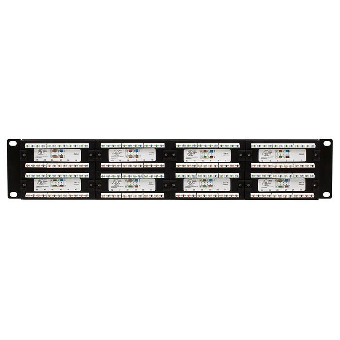 Cmple - 48 Port Cat6 Network Patch Panel, Cat 6 Rackmount Wall Mount Category 6 Bracket Surface 110 Type (568A/568B Compatible