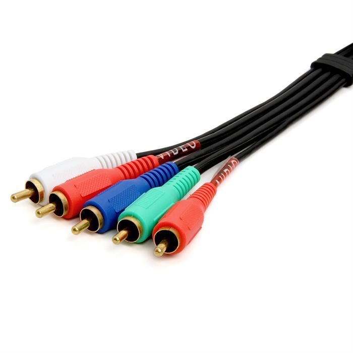 CMPLE 5-RCA Male to 5RCA Male RGB Component Audio Video Cable for HDTV - Gold Plated RCA to RCA - 12 Feet, Black