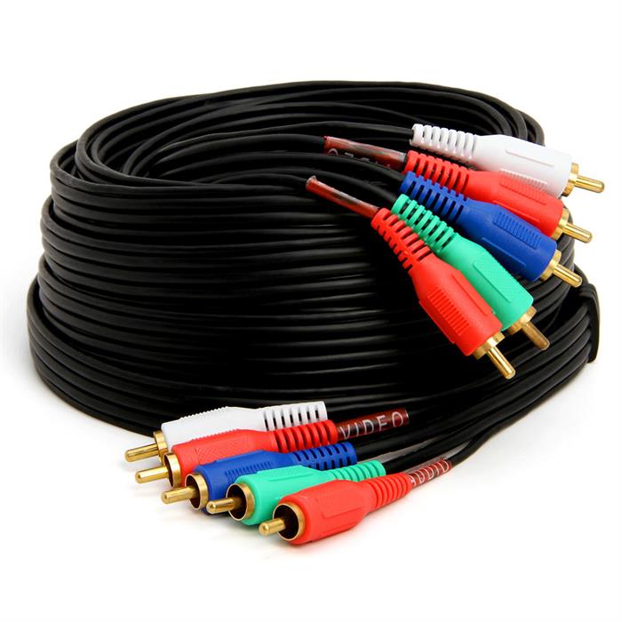 CMPLE 5-RCA Male to 5RCA Male RGB Component Audio Video Cable for HDTV - Gold Plated RCA to RCA - 25 Feet, Black