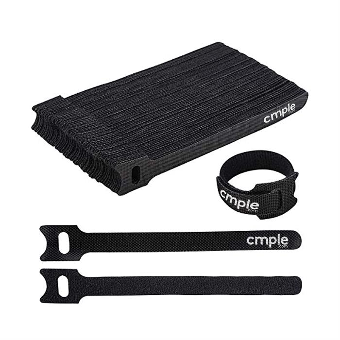 Cmple 50PCS Reusable Cable Ties, Nylon Adjustable Cord Organizer Ties, Multi-purpose Hook Loop Cable Management Wire Ties, 6-inch Black