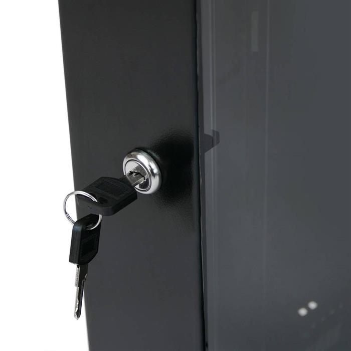 Cmple – 6U Wall Mount Cabinet with Glass Door, Lockable, 16" Deep for Network Data Computer Equipment, 132lbs Maximum Static Load, Unassembled, Steel – Black