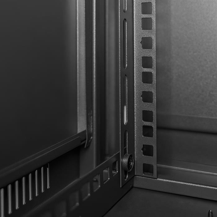 Cmple – 9U Wall Mount Cabinet with Glass Door, Lockable, 16" Deep for Network Data Computer Equipment, 132lbs Maximum Static Load, Unassembled, Steel – Black