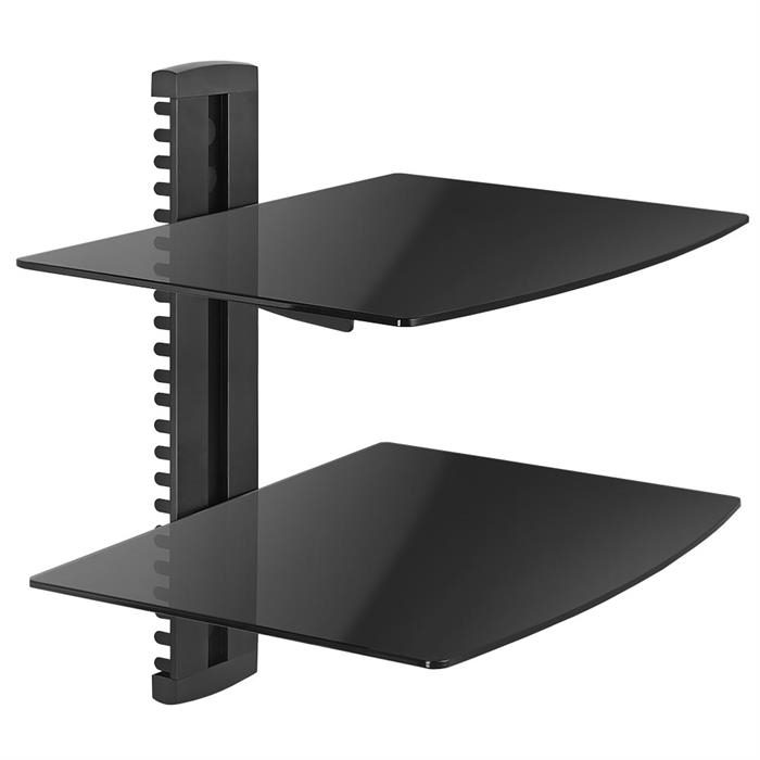Economy Aluminum And Tempered Glass DVD Mount Two Shelves