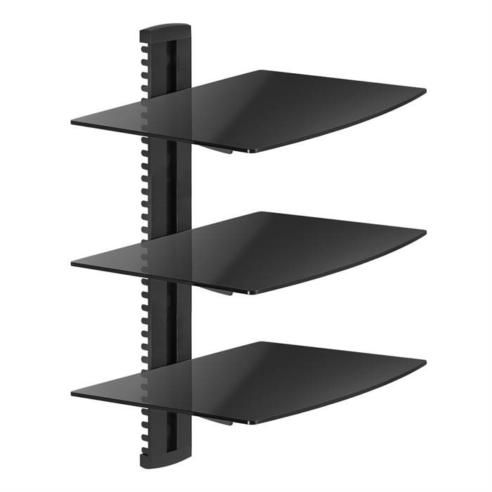 Economy Aluminum And Tempered Glass DVD Mount Three Shelves