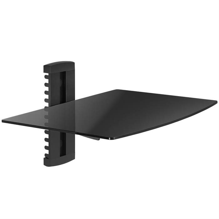 Economy Aluminum And Tempered Glass DVD Mount One Shelf