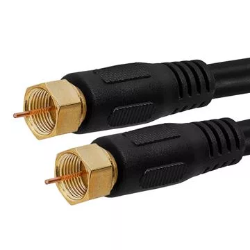 RG6 F-Type Coaxial 18AWG CL2 Rated 75 Ohm Cable - 50 Feet Black