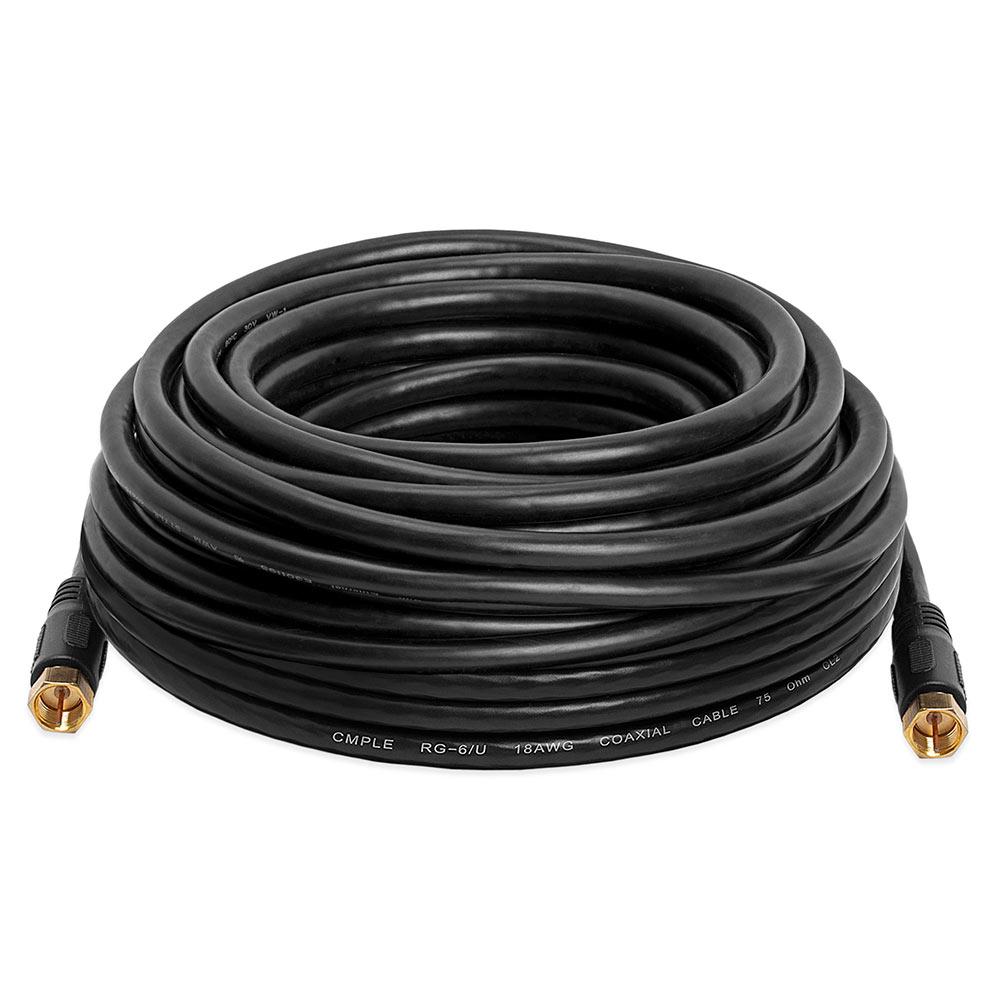 Generator spellen Toeval RG6 F-Type Coaxial 18AWG CL2 Rated 75 Ohm Cable - 50Feet Black