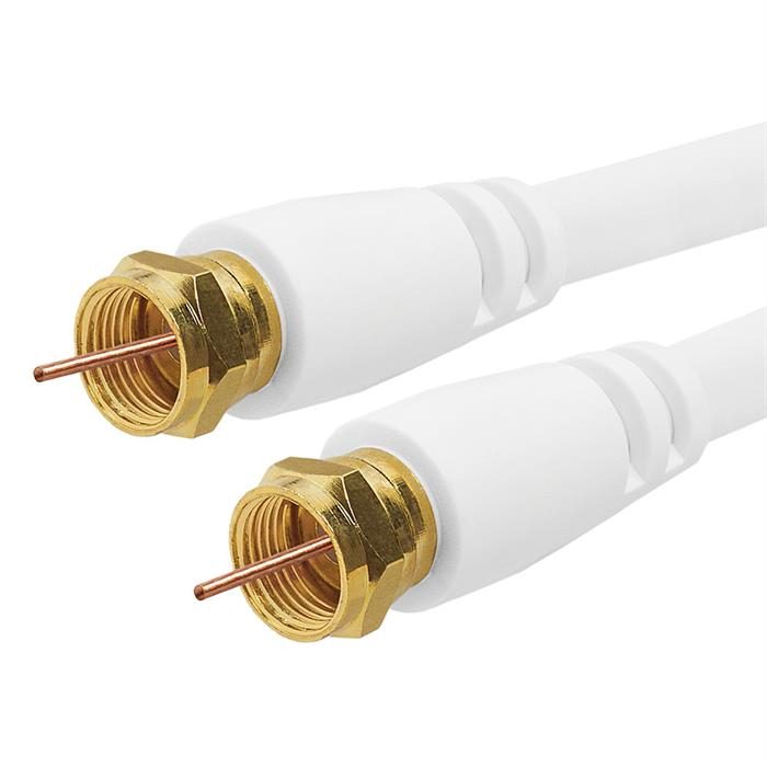 RG6 F-Type Coaxial 18AWG CL2 Rated 75 Ohm Cable - 3 Feet White