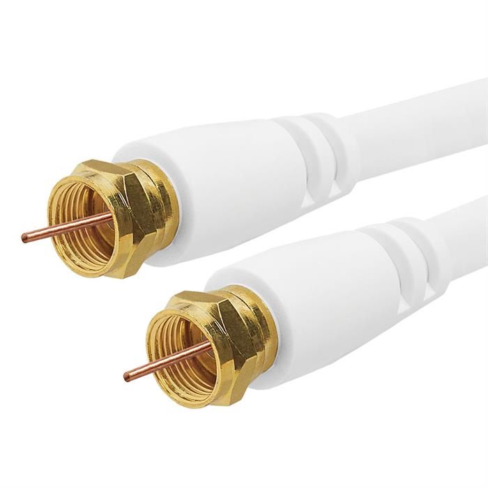 RG6 F-Type Coaxial 18AWG CL2 Rated 75 Ohm Cable - 25 Feet White