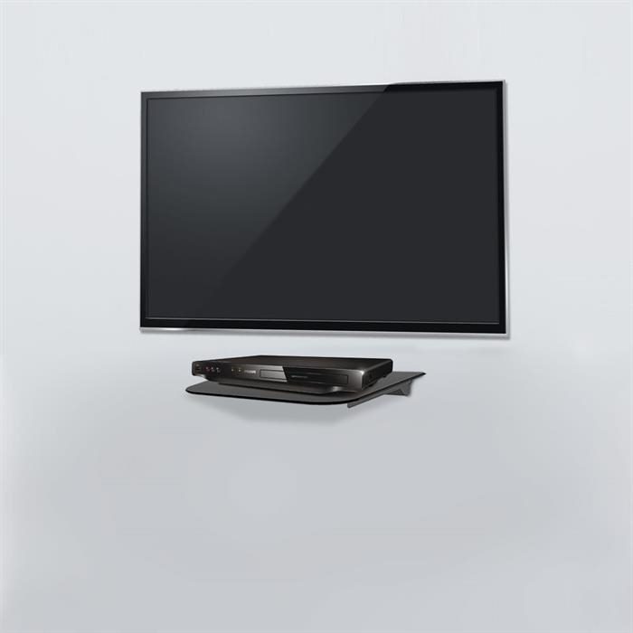 Dvd Av Component Glass Wall Mount Blac, Floating Shelves Under Wall Mounted Tv