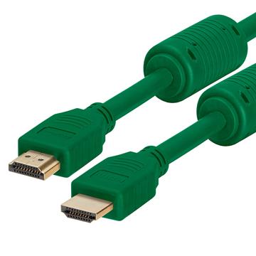 28 AWG High Speed HDMI Cable With Ferrite Cores - 1.5 Feet Green