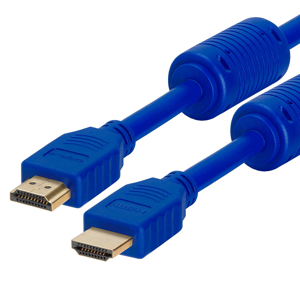 28 AWG High Speed HDMI Cable With Ferrite Cores - 1.5Feet Blue